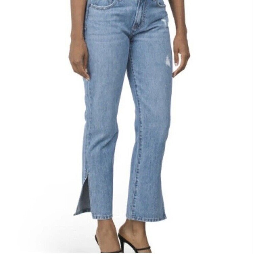 HIDDEN women’s Medium Wash The Tracey Side Slit Clean Straight Jeans size 25 NEW